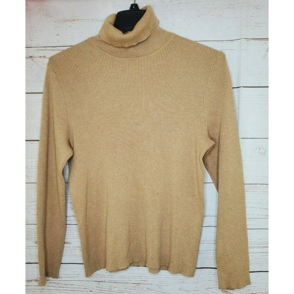 Chicos Women's Sweater Turtleneck Shirt Pullover Basic Tan Size 3